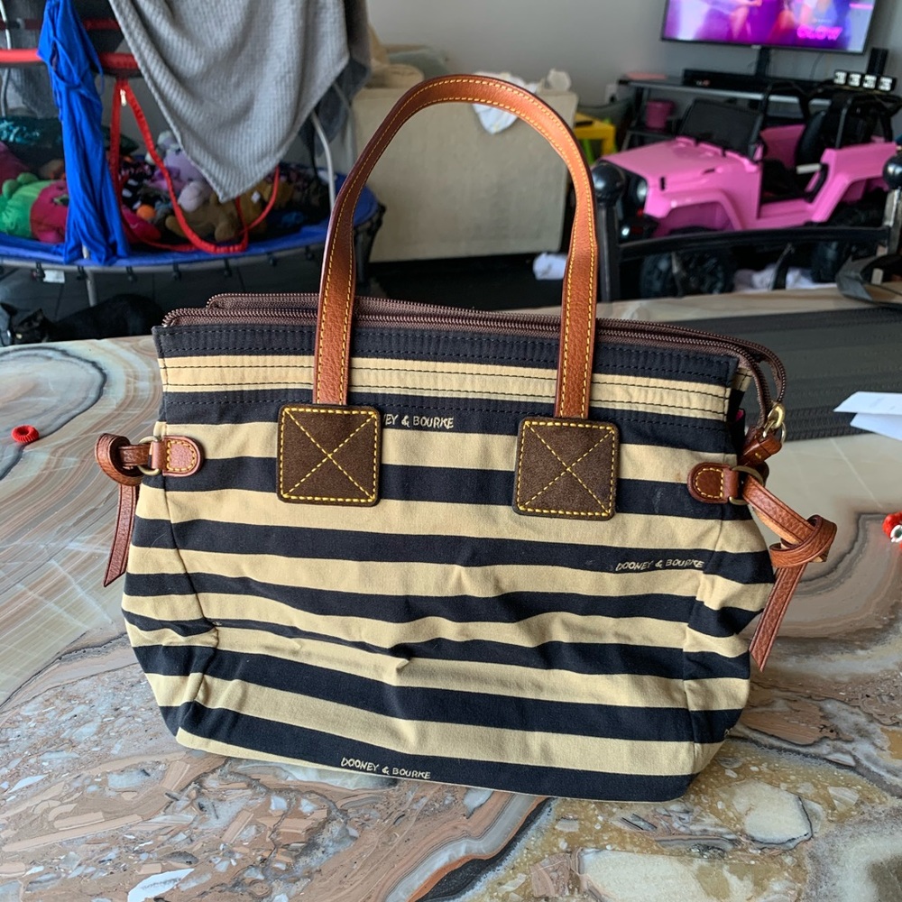 Dooney & Bourke Black and Tan canvas shoulder bag